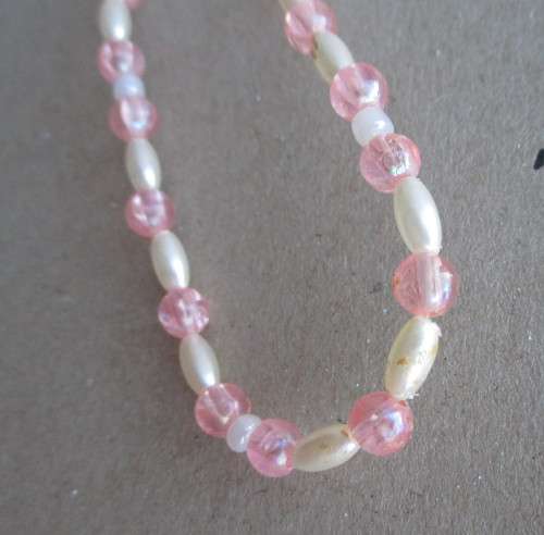 Vintage Dainty Pink and Pearl Color Bead Necklace