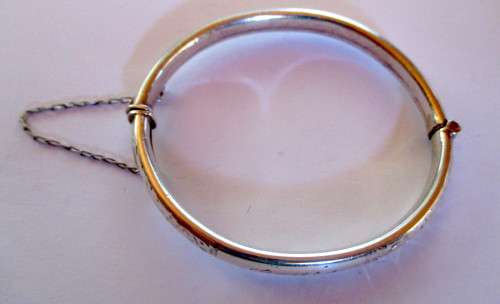 Antique Silver Baby Girl Bangle. Engraved/ 7.5 g 5cmx4.5cm