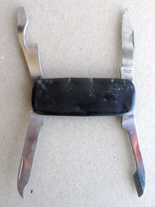 vintage Stainless Steel Pocket Knife. Leather Covered. As per Photo.