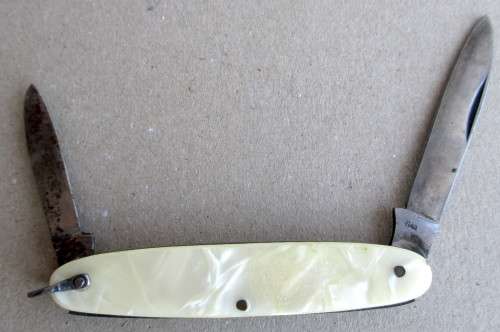 Vintage Mother of Pearl Pocket Knife Made In Italy 2 Function