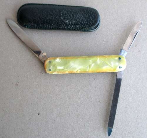 Vintage Nalo Solingen Mother of Pearl 3 Function. In original holder and box. Sharp, Excellent.