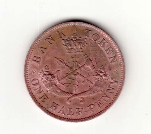 1850 Canada One Half Penny Token