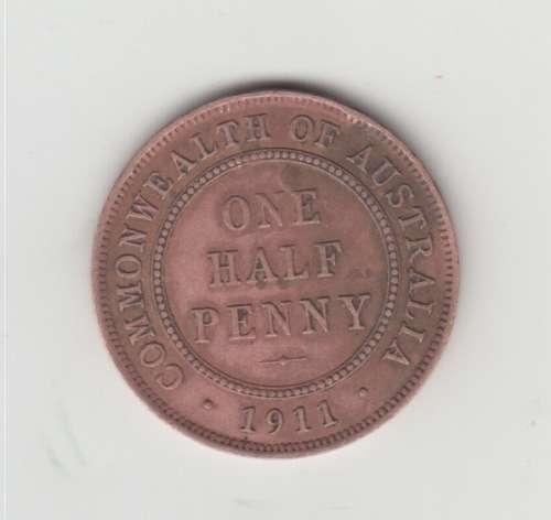 Australian One Half Penny `George V` 1911