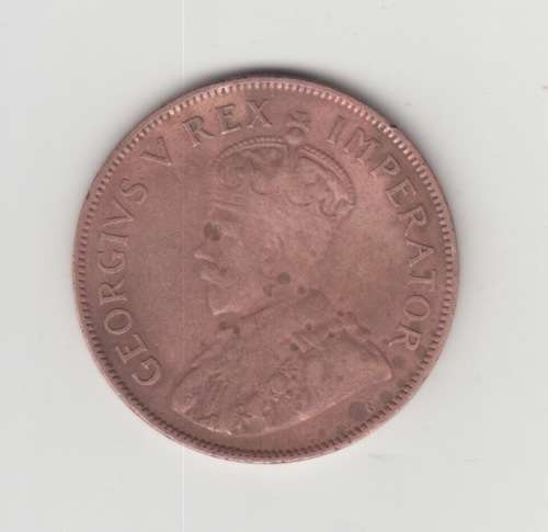 1936 South Africa One Penny coin featuring Dromedaris Ship and King George The Fifth