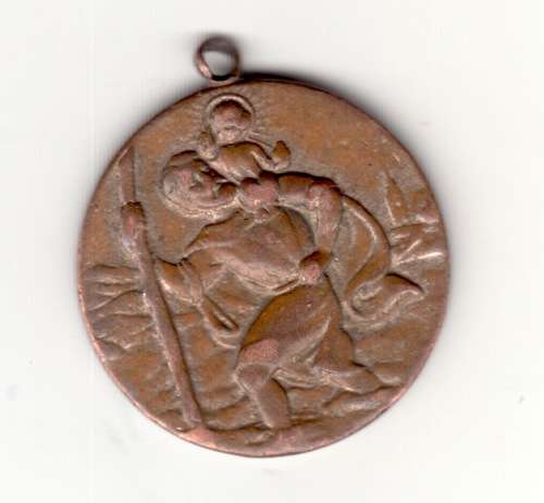 Vintage St. Christopher Pendant, Bronze, enamel Dolphin on reserve. Never seen before.