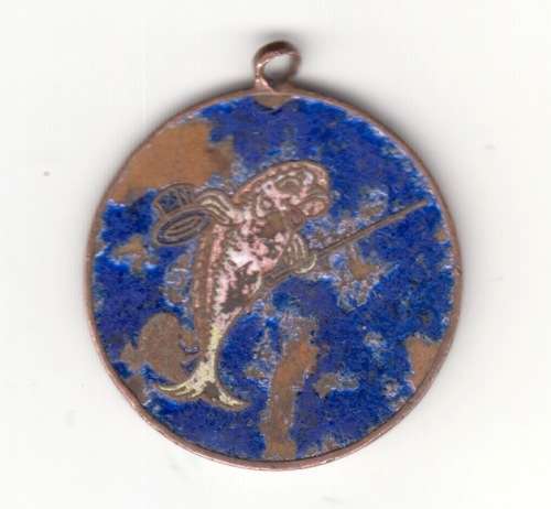 Vintage St. Christopher Pendant, Bronze, enamel Dolphin on reserve. Never seen before.