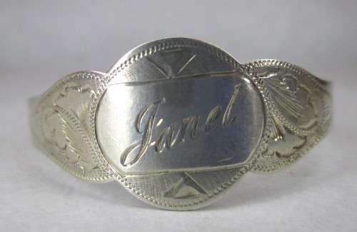 Delicate Sterling Silver Baby Bracelet. Marked.  Engraved with Name