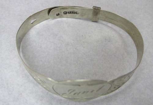 Delicate Sterling Silver Baby Bracelet. Marked.  Engraved with Name