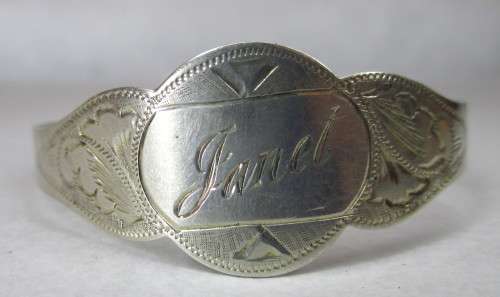 Delicate Sterling Silver Baby Bracelet. Marked.  Engraved with Name