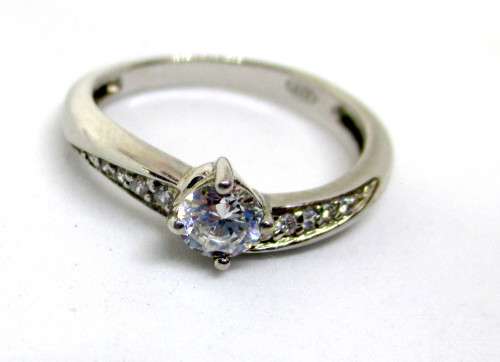 Silver Ring with Clear Stone. Size M