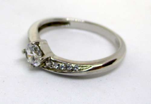Silver Ring with Clear Stone. Size M