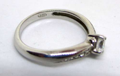 Silver Ring with Clear Stone. Size M