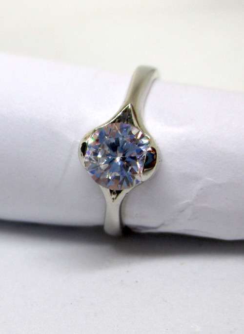 Silver Ring with Clear Stone. Size L