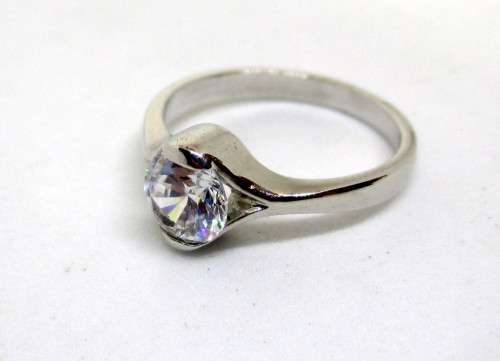 Silver Ring with Clear Stone. Size L