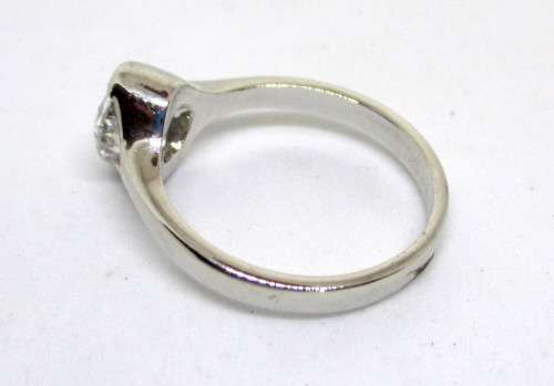 Silver Ring with Clear Stone. Size L