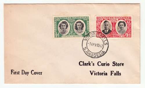 FDC Postmark Victoria Falls 1947 Royal visit