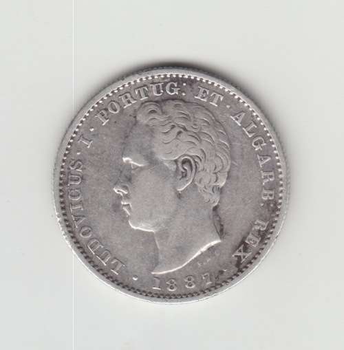 1887 200 Reis Portugal Coin Luís I Silver