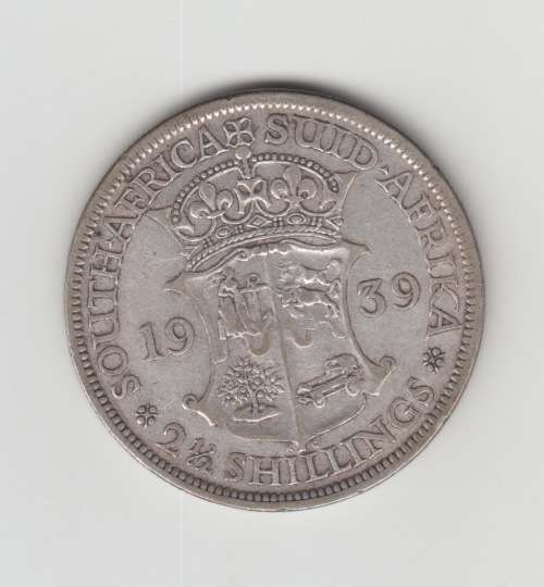 1939 South Africa Union 2 1/2 Shilling, Silver.