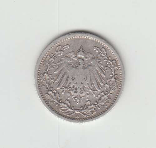 1906 F Wilhelm II German Silver Half Mark