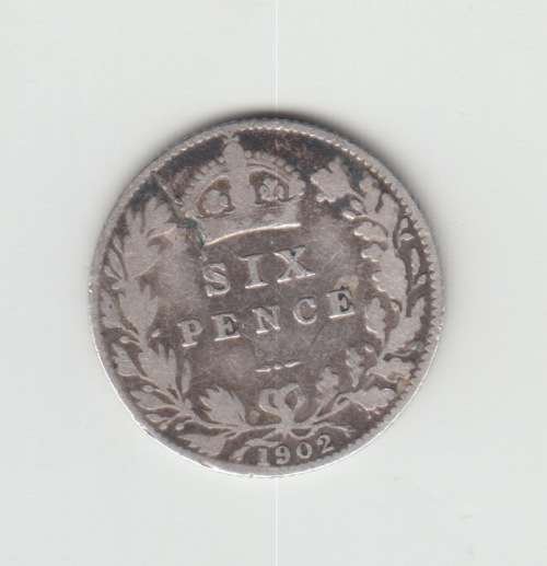 1902 Edward VII British Silver Sixpence
