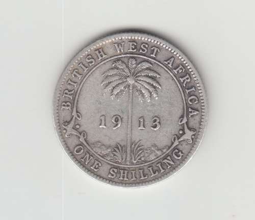 British West Africa 1913 1 Shilling Silver Coin - George V