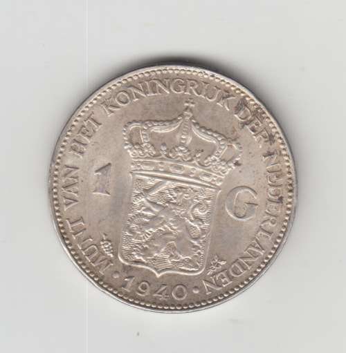 1940 Netherlands Wilhelmina I Silver Gulden