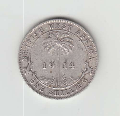 1914 British WEST AFRICA UK King George V Silver Shilling Coin