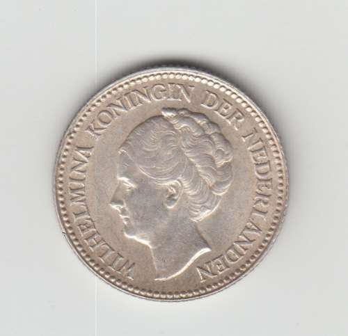 Netherlands 1929 Silver Half Gulden Coin.
