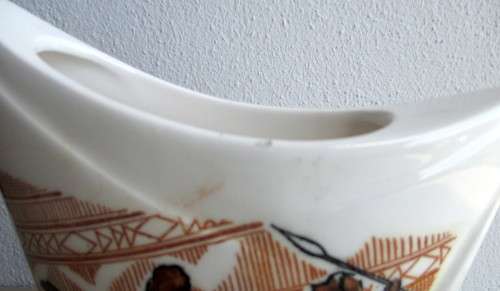Interesting Vintage Porcelain Vase. Souvenir of South Africa. Hunter Theme. 15cm high.