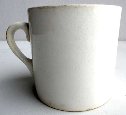 Vintage Hickory Dickory Dock Porcelain Baby Mug. Age related glaze cracks and one small chip, 7cm hi