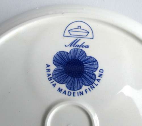 Rare Mid Century Arabia Finland Malva Snack /  Cup and Plate / Esteri Tomula / 1965-1969