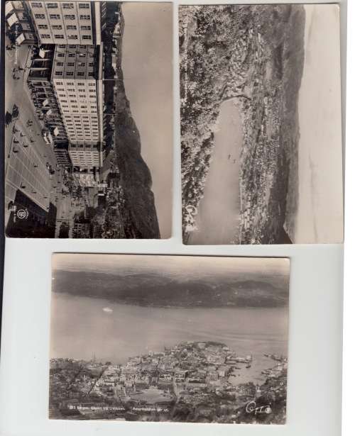 Three Vintage Photo Postcards, Bergen Norway. Unused.