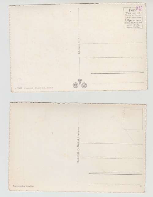 Two Vintage Photo Postcards, Interlaken, Clarens-Montreux. Switzerland. Unused.