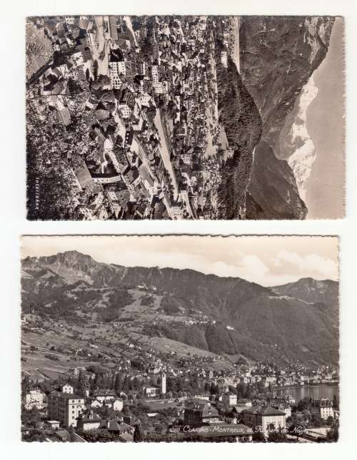Two Vintage Photo Postcards, Interlaken, Clarens-Montreux. Switzerland. Unused.