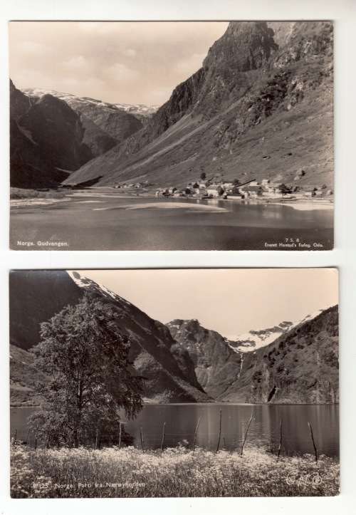 Two Vintage Black and White Photo Postcards, Norway . Unused.