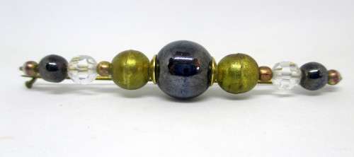 Very Classy Vintage Brooch/Scarf/Hat pin. Beads and Copper. 70mm.