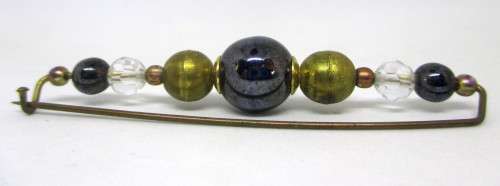 Very Classy Vintage Brooch/Scarf/Hat pin. Beads and Copper. 70mm.