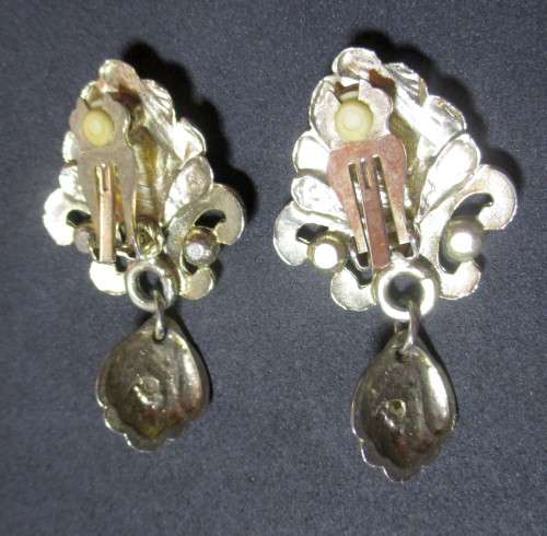 Large Vintage Costume Clip on Earrings. As per photo.