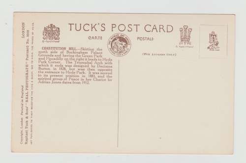 Vintage Sepia Photo Post Card - Constitution Hill, London