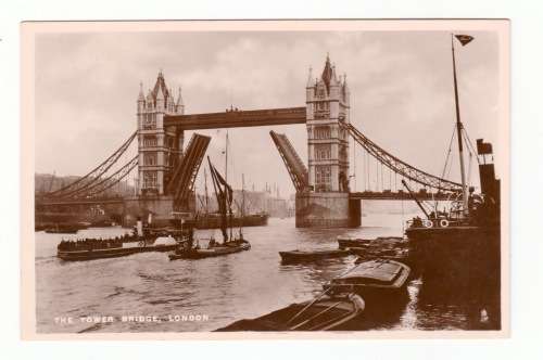 Vintage Sepia Photo Post Card - The Tower Bridge, London