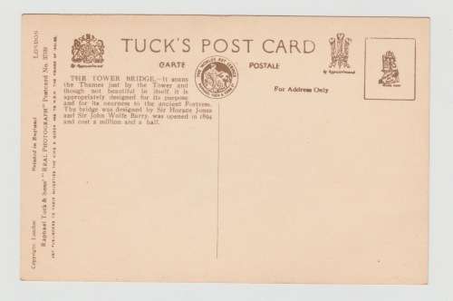 Vintage Sepia Photo Post Card - The Tower Bridge, London