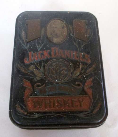 Vintage Collectible Jack Daniels Whiskey Two 50ml Bottles in Tin Box.