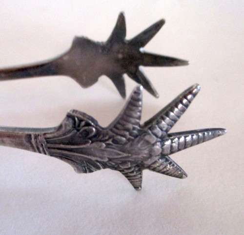 Antique Silver Plate Sugar Cube Ice Serving Tongs Van Riebeeck.130mm ling.