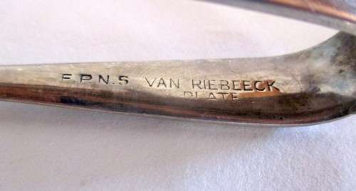 Antique Silver Plate Sugar Cube Ice Serving Tongs Van Riebeeck.130mm ling.