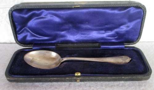 Hallmark Silver Baby Spoon. William Gallimore & Sons Sheffield 1905. Engraved Johan. In box. 23.8g.