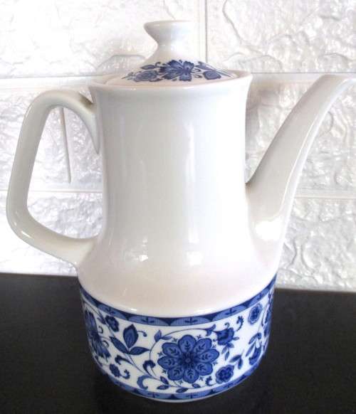 Vintage Blue and White Coffee Pot. Art Deco. Spotless.