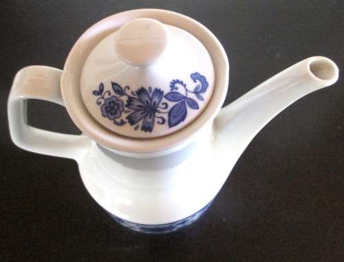Vintage Blue and White Coffee Pot. Art Deco. Spotless.