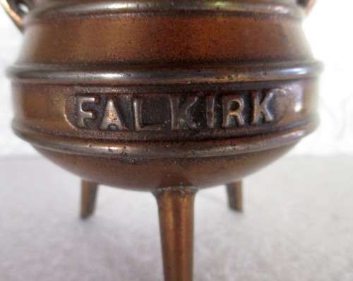 VINTAGE FALKIRK COPPER-PLATED CAST IRON MINIATURE POTJIE & LID. 90mm high.