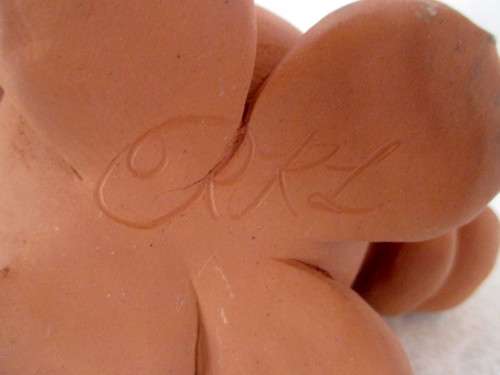 Terracotta Air Dry Clay Rhino Candle Holder. Makers Mark RRL.130mmx80mm.