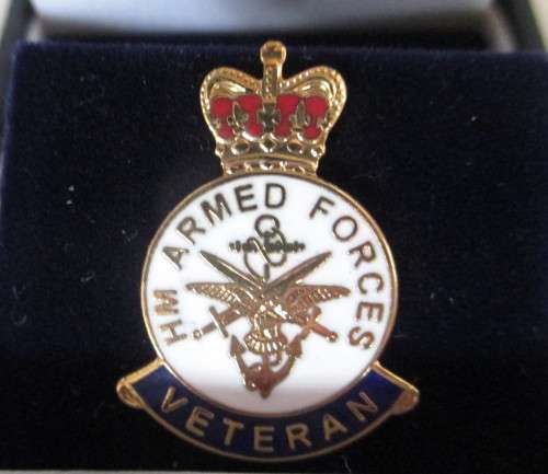 British HM Armed Forces Veteran Badge in Original Box.